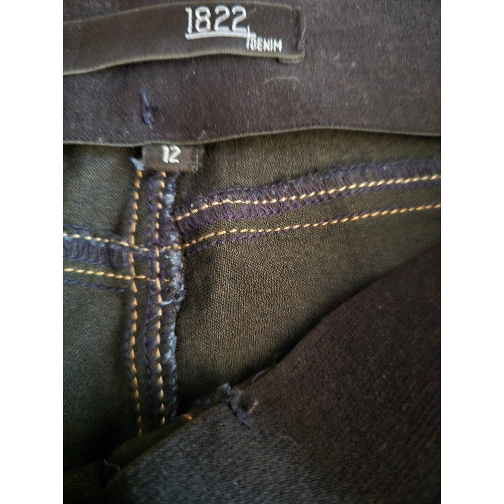 1822 Denim Womens High Rise Pull On Flare Jeans Dark Indigo Blue Size 12 Stretch - Picture 3 of 10